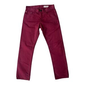 🍷 HOWE “Fast Living” Men’s Straight Leg Chino Pants Sz 30‎ 🔥 Wine Red Bold AF